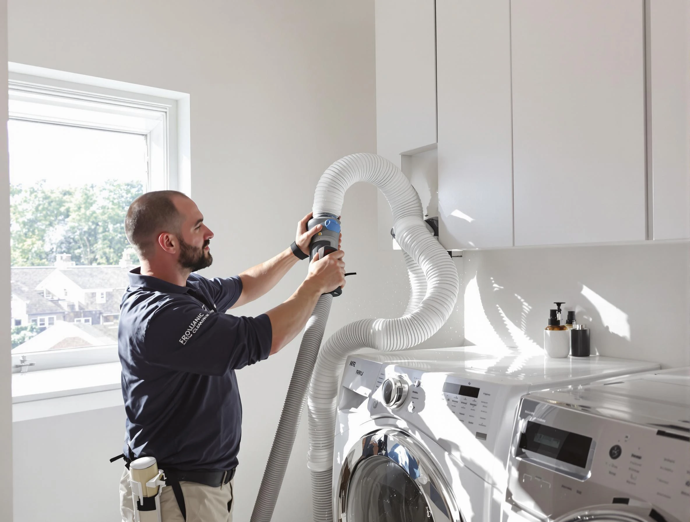 Certified Stone Mountain Dryer Vent Cleaning technician performing dryer vent cleaning in Stone Mountain